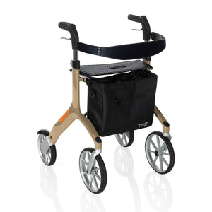 Let's Fly Lightweight Foldable Rollator Walker with Seat – Adjustable Handle Height 31”–36”, 10” Front Wheels, 300 lbs Capacity, Padded Seat & Backrest, Fully Assembled Mobility Walking Aid