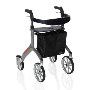 Let's Fly Lightweight Foldable Rollator Walker with Seat – Adjustable Handle Height 31”–36”, 10” Front Wheels, 300 lbs Capacity, Padded Seat & Backrest, Fully Assembled Mobility Walking Aid