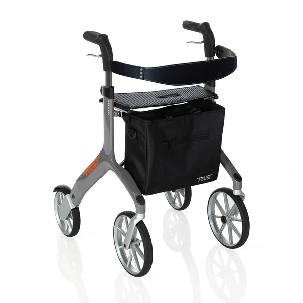 Let's Fly Lightweight Foldable Rollator Walker with Seat – Adjustable Handle Height 31”–36”, 10” Front Wheels, 300 lbs Capacity, Padded Seat & Backrest, Fully Assembled Mobility Walking Aid