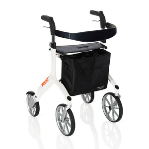 Let's Fly Lightweight Foldable Rollator Walker with Seat – Adjustable Handle Height 31”–36”, 10” Front Wheels, 300 lbs Capacity, Padded Seat & Backrest, Fully Assembled Mobility Walking Aid