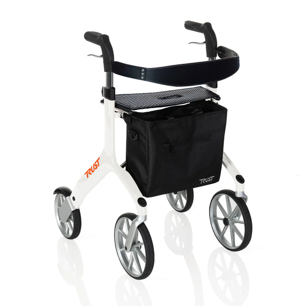 Let's Fly Lightweight Foldable Rollator Walker with Seat – Adjustable Handle Height 31”–36”, 10” Front Wheels, 300 lbs Capacity, Padded Seat & Backrest, Fully Assembled Mobility Walking Aid