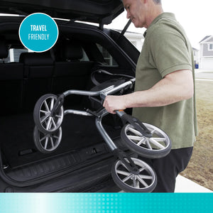 Let's Move Lightweight Aluminum Rollator Walker with Seat – 350 lbs Capacity, 8” Wheels, Adjustable Handles (30.5”–36.5”), Foldable Mobility Walker with Storage Bag, Fully Assembled