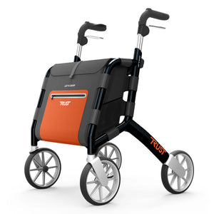 Let's Shop Rollator Walker with Seat, 6.5 Gallon Insulated Shopping Bag, 8-Inch Smooth Wheels, Lightweight Folding Mobility Cart with Removable Grocery Bag, 300 lbs Weight Capacity, Fully Assembled