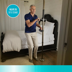 Wonder Pole Premium Adjustable Floor-to-Ceiling Safety Support Pole with Dual Grab Bars, Tension Mounted Stand Assist Handrail for Bathroom & Home, 7’–10’ Height, 300 lbs Capacity