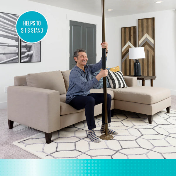 Wonder Pole Slim Premium – Floor-to-Ceiling Adjustable Safety Support Pole, No-Drill Standing Assist Grab Bar, 7’ to 10’ Height Range, Heavy-Duty 300 lbs Capacity, Anodized Aluminum, Indoor Mobility Support for Bathroom & Home Use