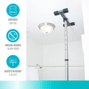 Wonder Pole Slim Premium – Floor-to-Ceiling Adjustable Safety Support Pole, No-Drill Standing Assist Grab Bar, 7’ to 10’ Height Range, Heavy-Duty 300 lbs Capacity, Anodized Aluminum, Indoor Mobility Support for Bathroom & Home Use