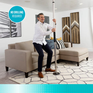 Wonder Pole Slim Premium – Floor-to-Ceiling Adjustable Safety Support Pole, No-Drill Standing Assist Grab Bar, 7’ to 10’ Height Range, Heavy-Duty 300 lbs Capacity, Anodized Aluminum, Indoor Mobility Support for Bathroom & Home Use