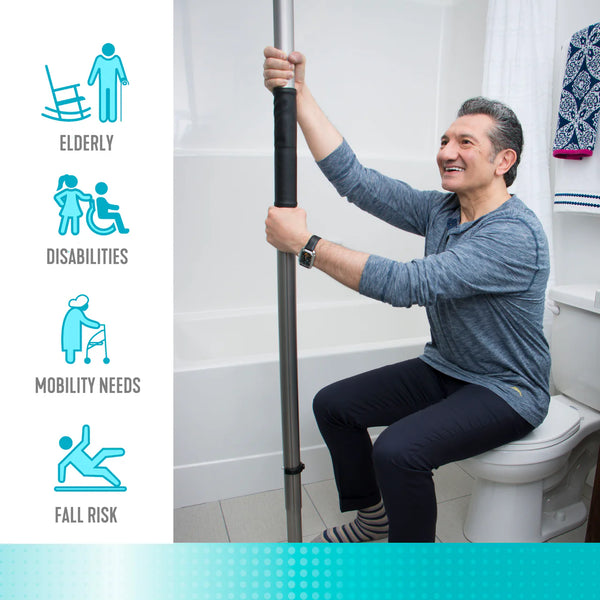 Wonder Pole Slim Premium – Floor-to-Ceiling Adjustable Safety Support Pole, No-Drill Standing Assist Grab Bar, 7’ to 10’ Height Range, Heavy-Duty 300 lbs Capacity, Anodized Aluminum, Indoor Mobility Support for Bathroom & Home Use