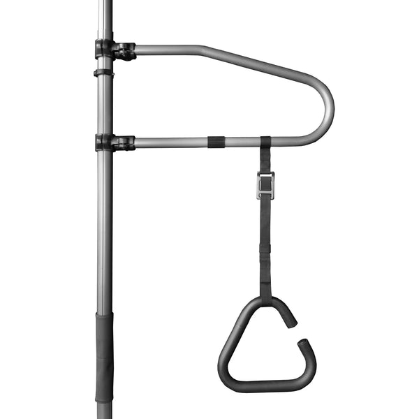 Trapeze Grab Bar Accessory for Bed, Chair, Toilet & Bathtub Assistance – Adjustable Support Handle with Padded Grip, 300 lb Capacity, Anodized Aluminum Mobility Aid