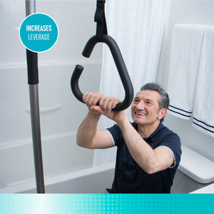 Trapeze Grab Bar Accessory for Bed, Chair, Toilet & Bathtub Assistance – Adjustable Support Handle with Padded Grip, 300 lb Capacity, Anodized Aluminum Mobility Aid