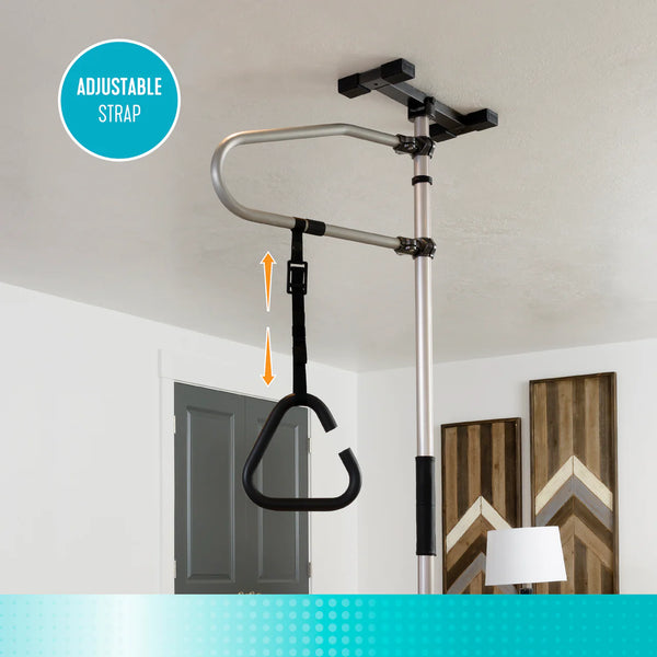 Trapeze Grab Bar Accessory for Bed, Chair, Toilet & Bathtub Assistance – Adjustable Support Handle with Padded Grip, 300 lb Capacity, Anodized Aluminum Mobility Aid