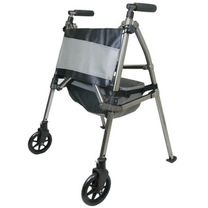 Elite Travel Walker – Ultra Lightweight 8 lb Compact Folding Walker with 300 lb Capacity, 4x Smaller Fold Design, Dual Size Options, 6” Swivel Wheels, Basket & Storage Pouch for Travel & Daily Mobility