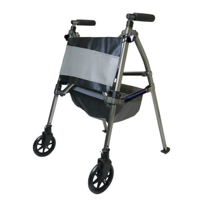 Elite Travel Walker – Ultra Lightweight 8 lb Compact Folding Walker with 300 lb Capacity, 4x Smaller Fold Design, Dual Size Options, 6” Swivel Wheels, Basket & Storage Pouch for Travel & Daily Mobility