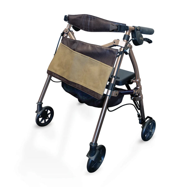 Elite Travel Compact Folding Rollator Walker with Seat and Backrest, Ultra-Lightweight Mobility Aid with 6” Wheels, Locking Brakes, Storage Basket and Pouch – Supports up to 250 lbs