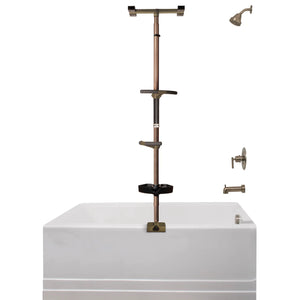 Wonder Bathtub Pole Premium – Floor-to-Ceiling Adjustable Bath Safety Grab Bar with Shower Caddy, Tension-Mounted Support Pole for Seniors & Mobility Assistance (7’–10’ Ceilings)