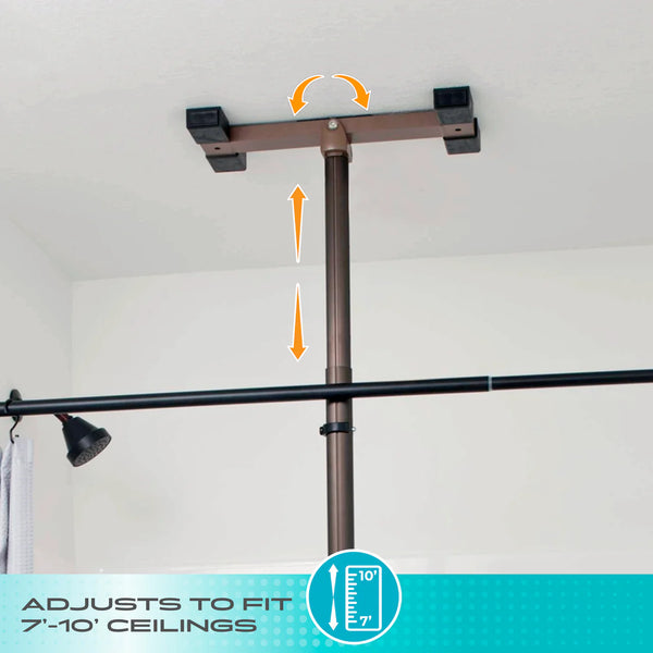 Wonder Bathtub Pole Premium – Floor-to-Ceiling Adjustable Bath Safety Grab Bar with Shower Caddy, Tension-Mounted Support Pole for Seniors & Mobility Assistance (7’–10’ Ceilings)