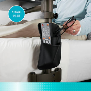 Freedom Overbed Table – Adjustable Height Swivel Bedside Table with 360° Rotating Tray, Cup Holder & Storage Pouch, Heavy-Duty Steel Frame, Multi-Use Laptop & Dining Table for Home Care & Bedroom