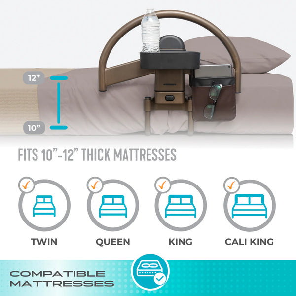 Wonder Click Bed Handle Premium – Detachable Safety Bed Rail with Storage Pouch & Cup Holder for Easy Bed Transfers
