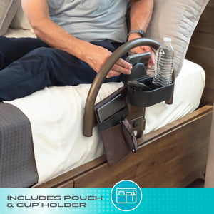 Wonder Click Bed Handle Premium – Detachable Safety Bed Rail with Storage Pouch & Cup Holder for Easy Bed Transfers