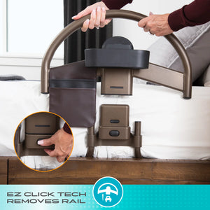 Wonder Click Bed Handle Premium – Detachable Safety Bed Rail with Storage Pouch & Cup Holder for Easy Bed Transfers