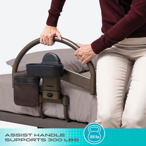 Wonder Click Bed Handle Premium – Detachable Safety Bed Rail with Storage Pouch & Cup Holder for Easy Bed Transfers