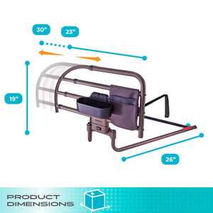 Wonder Click Extendable Bed Rail – Premium Adjustable Safety Bed Assist Rail with Curved Support Handle, EZ Click Detachable System, Storage Pouch & Cup Holder, Fits 10–12" Mattresses