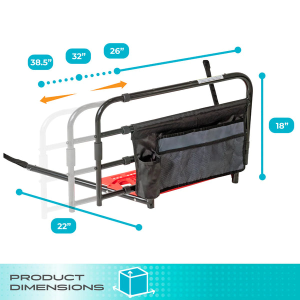 Wonder Pivot Bed Rail – Adjustable 180° Folding Safety Bed Assist Handle with Extension Bar, Fall Protection Support Rail for Elderly Adults, 300 lbs Capacity, Fits 8–12” Mattresses