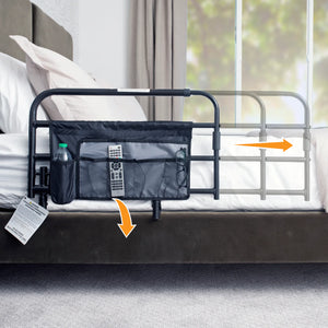Wonder Pivot Bed Rail – Adjustable 180° Folding Safety Bed Assist Handle with Extension Bar, Fall Protection Support Rail for Elderly Adults, 300 lbs Capacity, Fits 8–12” Mattresses