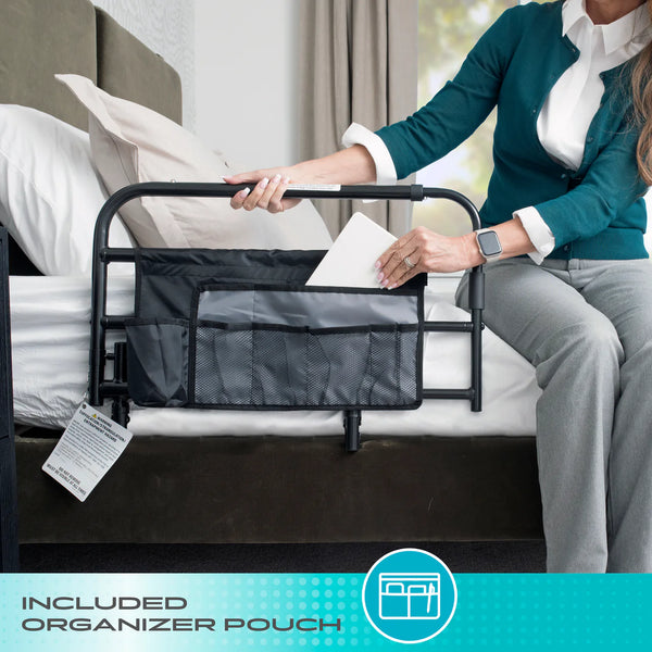 Wonder Pivot Bed Rail – Adjustable 180° Folding Safety Bed Assist Handle with Extension Bar, Fall Protection Support Rail for Elderly Adults, 300 lbs Capacity, Fits 8–12” Mattresses