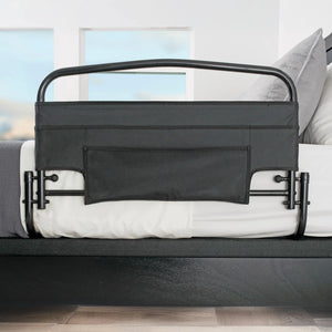 30'' Safety Bed Rail for Elderly Adults with Padded Pouch, Foldable Support Handle, 300 lbs Heavy Duty Bed Assist Rail, Fall Prevention Bed Guard with Easy Installation Strap