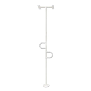 Double Handle Floor-to-Ceiling Grab Bar – Adjustable Safety Support Pole for Elderly & Mobility Assistance, Tension Mounted Stand Assist Rail, No-Drill Installation, 300 lbs Capacity