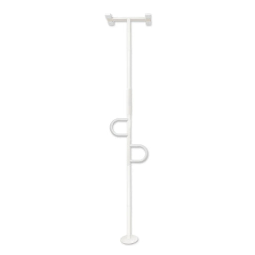 Double Handle Floor-to-Ceiling Grab Bar – Adjustable Safety Support Pole for Elderly & Mobility Assistance, Tension Mounted Stand Assist Rail, No-Drill Installation, 300 lbs Capacity