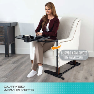 Wonder Tray XL Adjustable Overbed & Couch Tray Table – Swivel Arm TV Dinner Stand with Cup Holder, Laptop Support Wedges, Height Adjustable Rolling Side Table for Sofa, Bed & Recliner