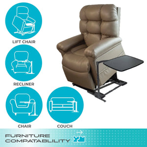 Wonder Tray XL Adjustable Overbed & Couch Tray Table – Swivel Arm TV Dinner Stand with Cup Holder, Laptop Support Wedges, Height Adjustable Rolling Side Table for Sofa, Bed & Recliner