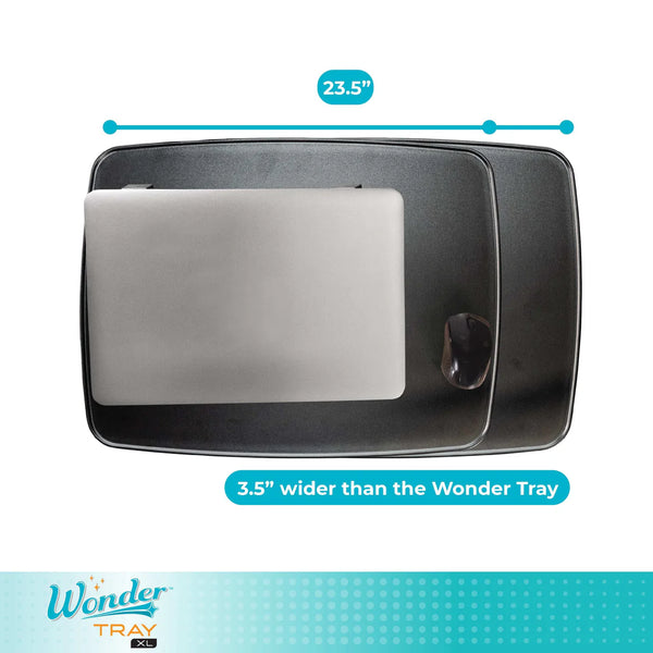 Wonder Tray XL Adjustable Overbed & Couch Tray Table – Swivel Arm TV Dinner Stand with Cup Holder, Laptop Support Wedges, Height Adjustable Rolling Side Table for Sofa, Bed & Recliner
