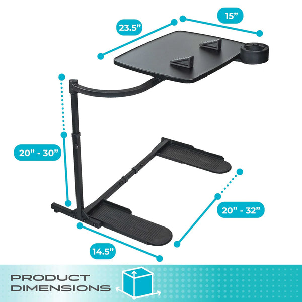 Wonder Tray XL Adjustable Overbed & Couch Tray Table – Swivel Arm TV Dinner Stand with Cup Holder, Laptop Support Wedges, Height Adjustable Rolling Side Table for Sofa, Bed & Recliner