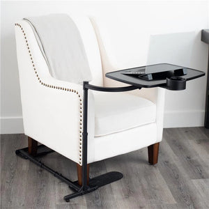 Wonder Tray XL Adjustable Overbed & Couch Tray Table – Swivel Arm TV Dinner Stand with Cup Holder, Laptop Support Wedges, Height Adjustable Rolling Side Table for Sofa, Bed & Recliner