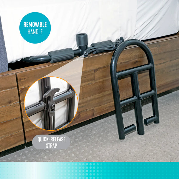 Prime Bed Handle Heavy-Duty Safety Bed Rail for Seniors & Adults, Bariatric Bed Assist Handle with Secure Safety Strap, Removable Support Rail, 400 lbs Capacity, Fits 6-15 Inch Mattresses
