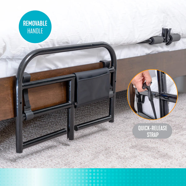 Prime Safety Bed Rail – Heavy Duty 27” Bed Assist Rail, 400 lbs Support Handle, Portable Bed Guard for Elderly & Adults, Fits 6”–15” Mattresses, Powder-Coated Steel Frame, Tool-Free Installation, Black