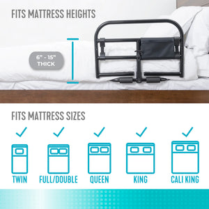 Prime Safety Bed Rail – Heavy Duty 27” Bed Assist Rail, 400 lbs Support Handle, Portable Bed Guard for Elderly & Adults, Fits 6”–15” Mattresses, Powder-Coated Steel Frame, Tool-Free Installation, Black