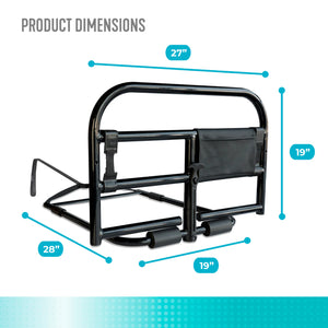Prime Safety Bed Rail – Heavy Duty 27” Bed Assist Rail, 400 lbs Support Handle, Portable Bed Guard for Elderly & Adults, Fits 6”–15” Mattresses, Powder-Coated Steel Frame, Tool-Free Installation, Black
