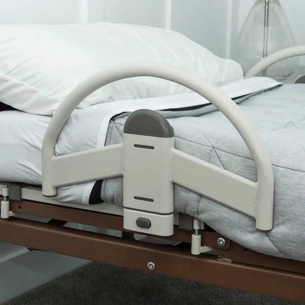 EZ Click LTC Bed Handle Set of 2 for Hospital Beds, Heavy-Duty Safety Assist Rails, 500 lb Capacity, EZ Release Button, Organizer Pouch, Steel Support Handles for Safe Bed Transfers