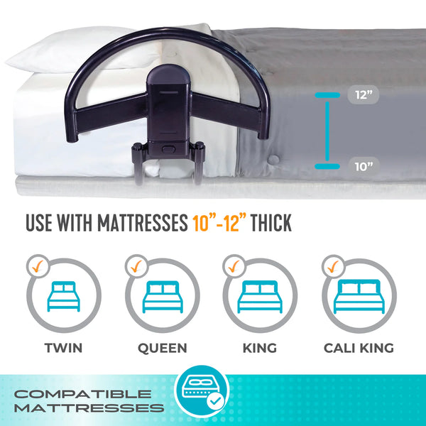 Click-N-Go Bed Handle – Adjustable Bed Safety Rail with Ergonomic Support Handle, Quick-Release Design, Heavy-Duty Steel Frame, Fall Prevention Assist Rail for Traditional & Adjustable Beds