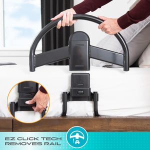 Click-N-Go Bed Handle – Adjustable Bed Safety Rail with Ergonomic Support Handle, Quick-Release Design, Heavy-Duty Steel Frame, Fall Prevention Assist Rail for Traditional & Adjustable Beds