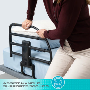 Click-N-Go Extendable Bed Rail – Adjustable Safety Bed Guard with Support Handle, Fall Prevention Protection, Easy Click Release System, Steel Frame for Traditional & Adjustable Beds