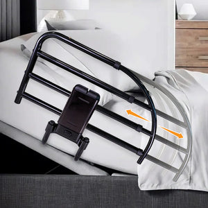 Click-N-Go Extendable Bed Rail – Adjustable Safety Bed Guard with Support Handle, Fall Prevention Protection, Easy Click Release System, Steel Frame for Traditional & Adjustable Beds