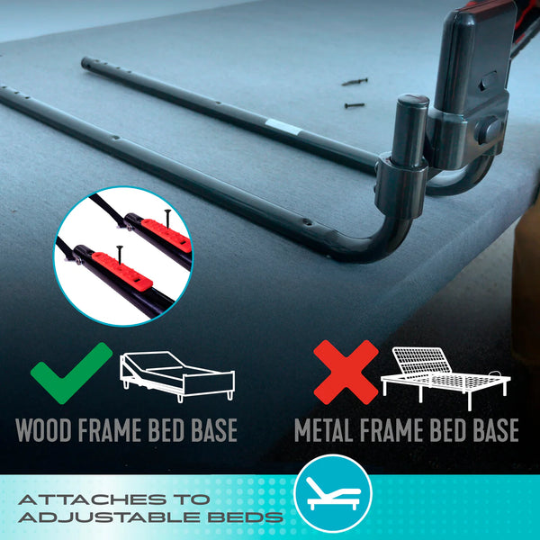 Click-N-Go Extendable Bed Rail – Adjustable Safety Bed Guard with Support Handle, Fall Prevention Protection, Easy Click Release System, Steel Frame for Traditional & Adjustable Beds