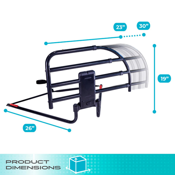 Click-N-Go Extendable Bed Rail – Adjustable Safety Bed Guard with Support Handle, Fall Prevention Protection, Easy Click Release System, Steel Frame for Traditional & Adjustable Beds
