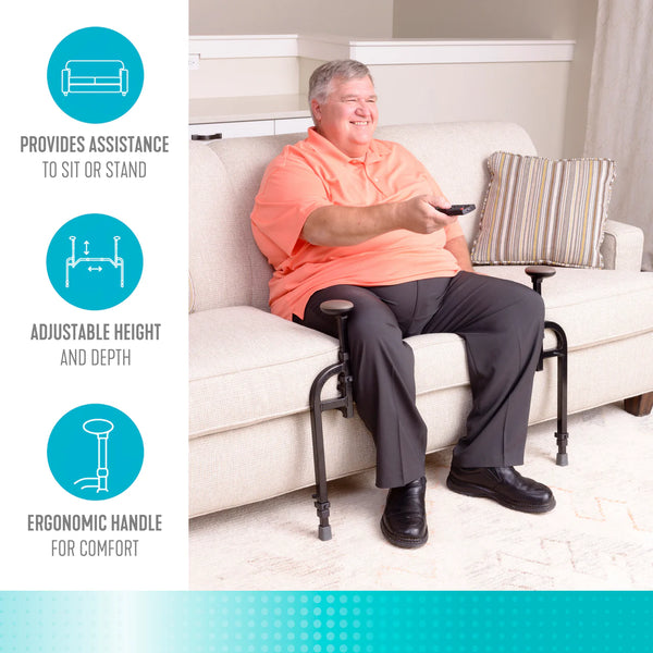EZ Stand-N-Go Heavy Duty Sit to Stand Assist Frame – Adjustable Support Handles for Couch, Chair & Recliner – 400 lbs Capacity Elderly & Mobility Aid Stand Assist Device
