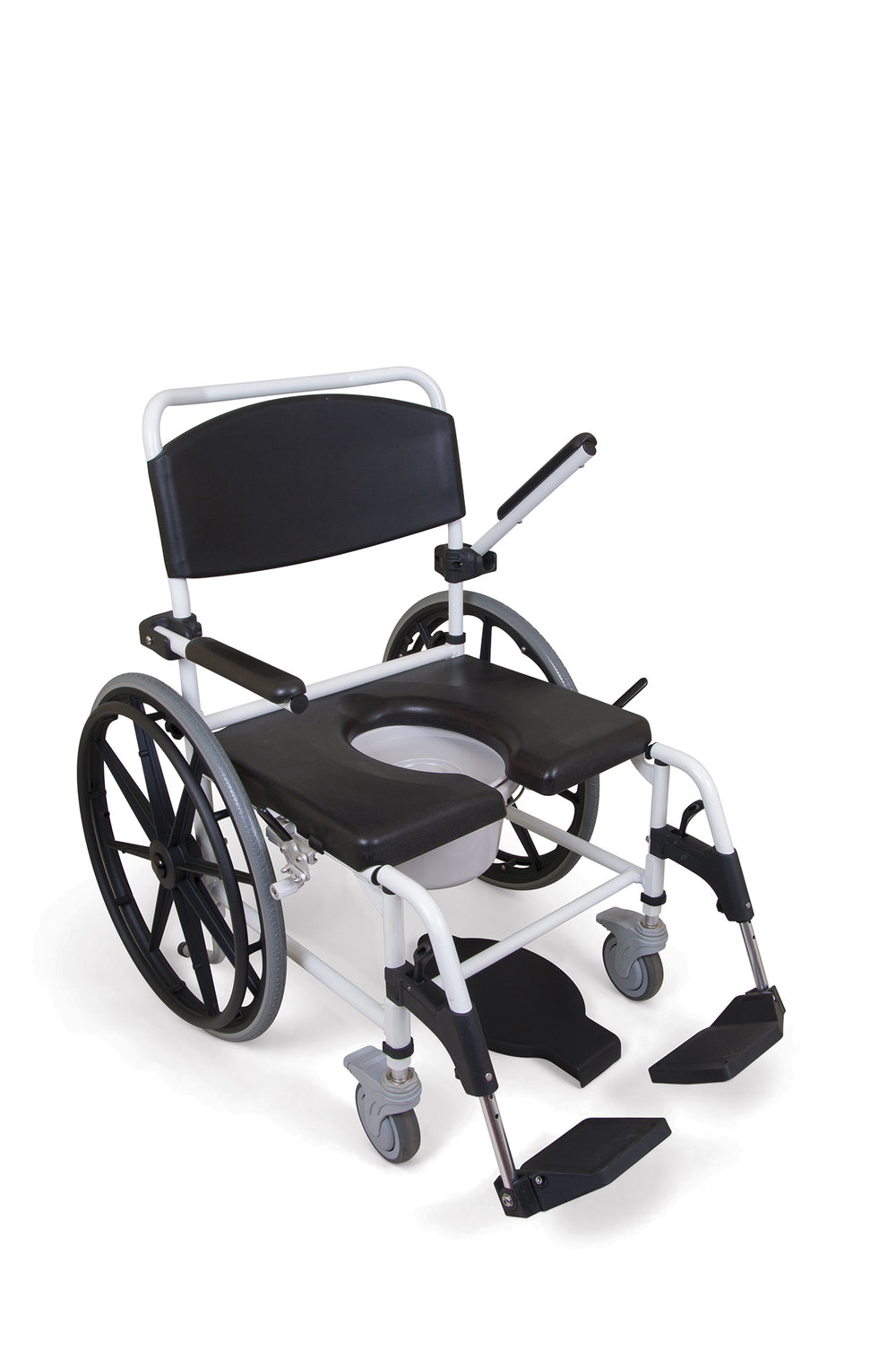 Mediatric™ Self-Propelled Shower Commode Chair – Polyurethane Seat and Adjustable Footrests